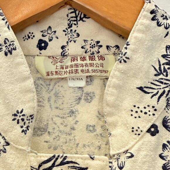 Vintage Ultra-Rare Pre-2000s Shanghai Linen Floral Traditonal Blouse Asian Print - Picture 3 of 4